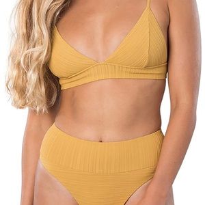Rip Curl Women's Surf Deep Bikini set size Medium in Mustard BNWT